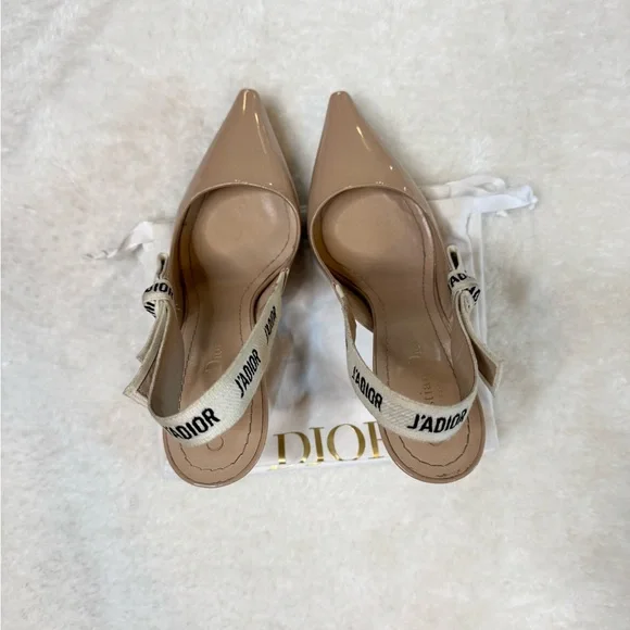J'Adior Nude Patent Leather Slingback Pumps - Picture 6 of 7